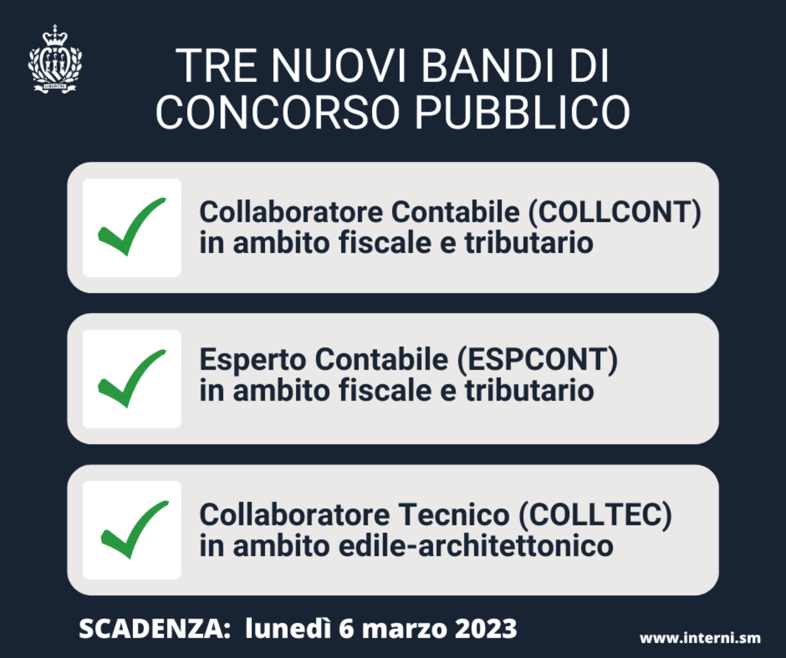 tre nuovi bandi di concorso pubblico(1)