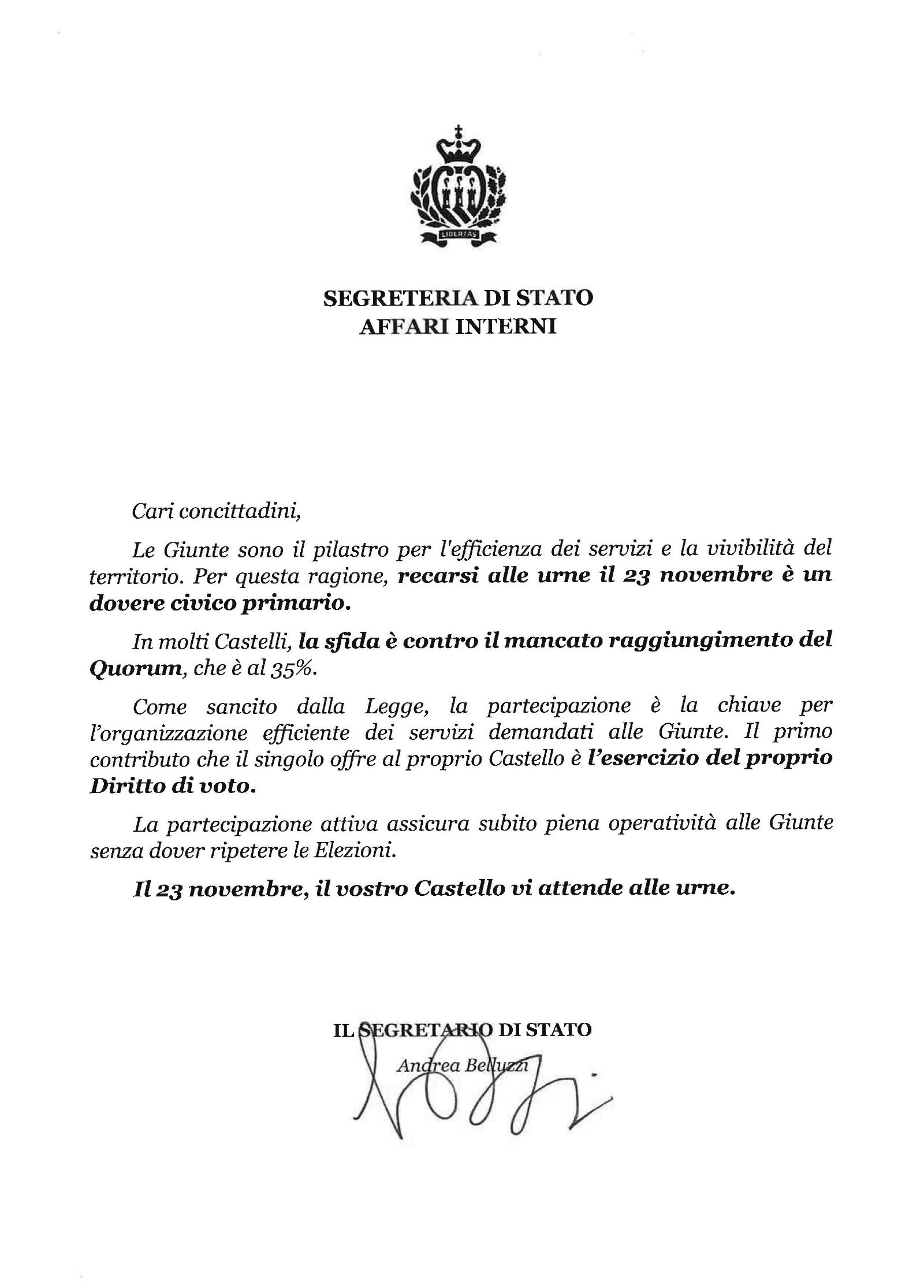 appelo al voto segretario