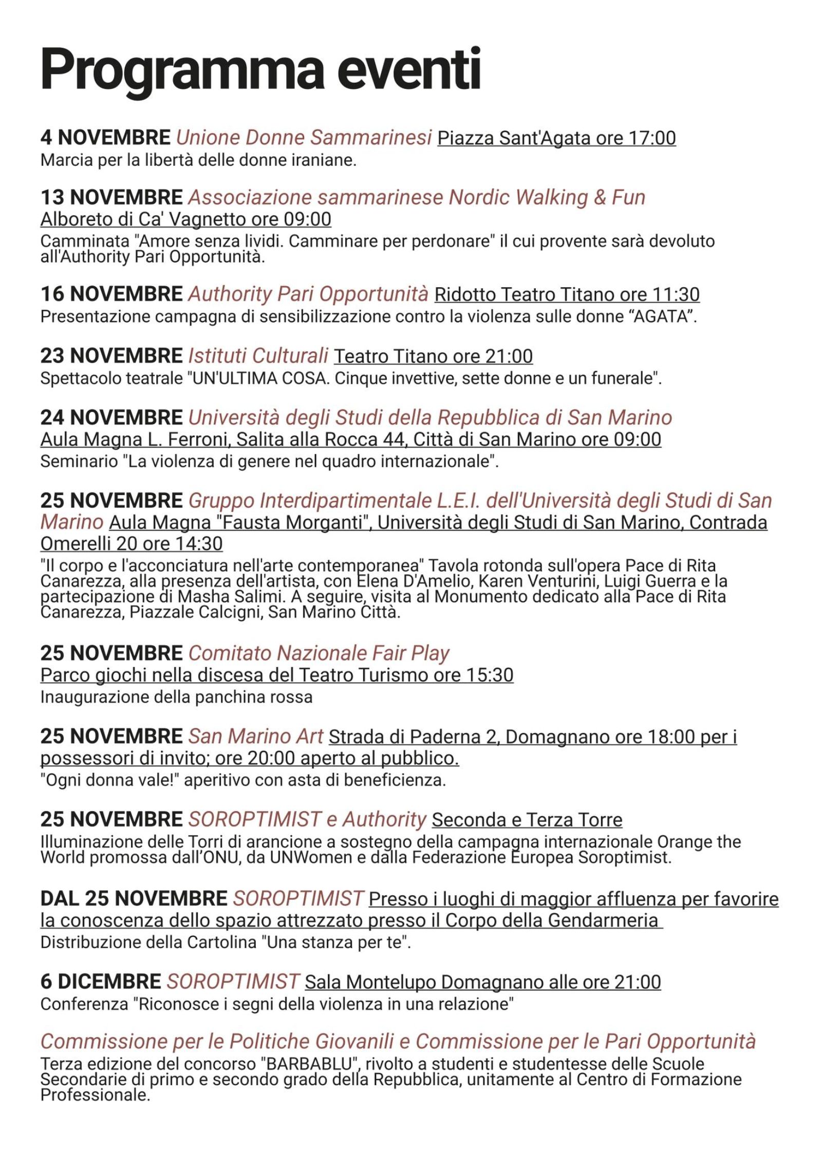 eventi giornata violenza